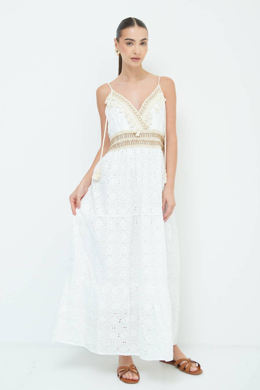 ﻿Kikisix ABITO LUNGO CON S.GALLO E NAPPE BIANCO