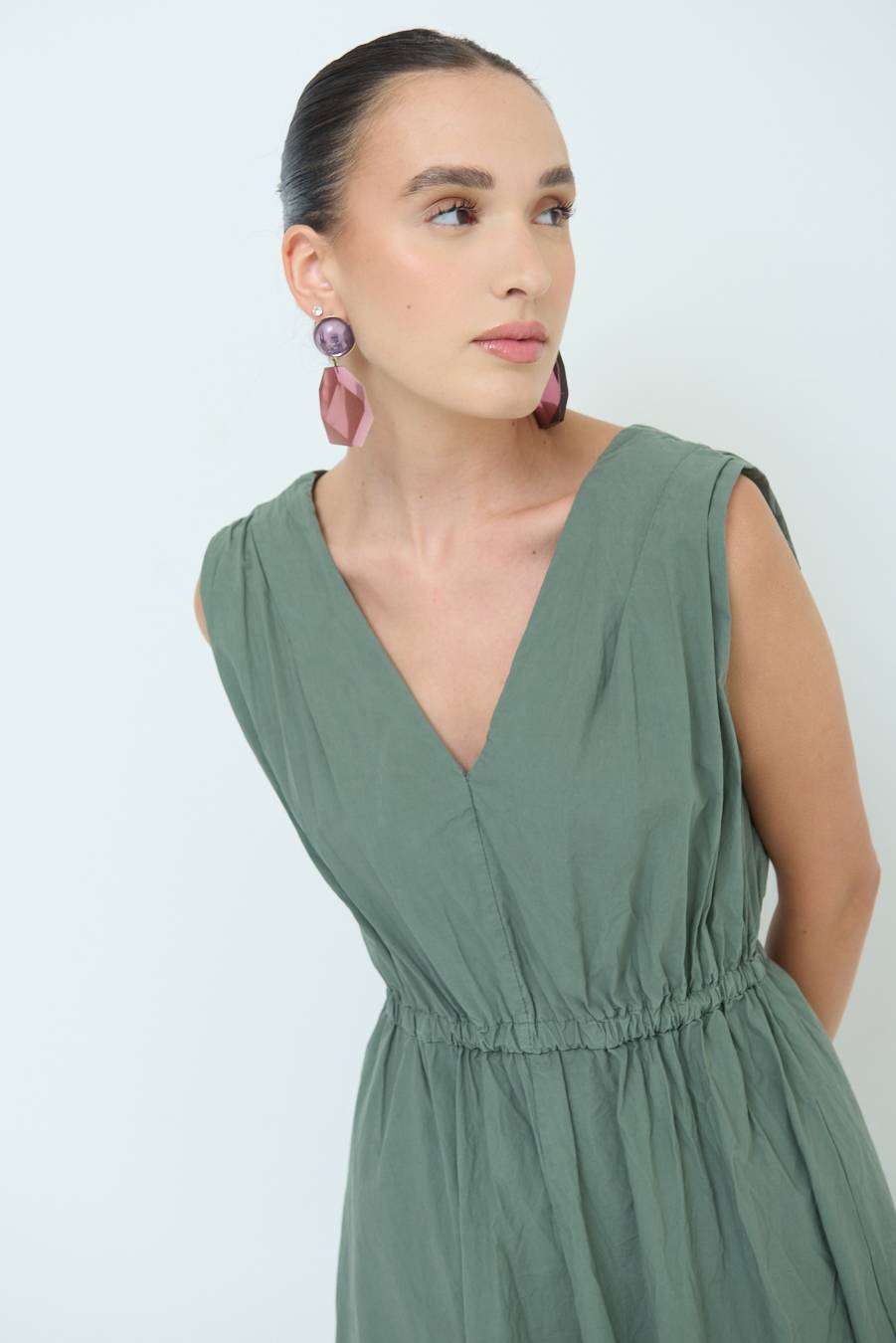 Kikisix ABITO MIDI CON ELASTICO VERDE MILITARE Black Friday Prezzi