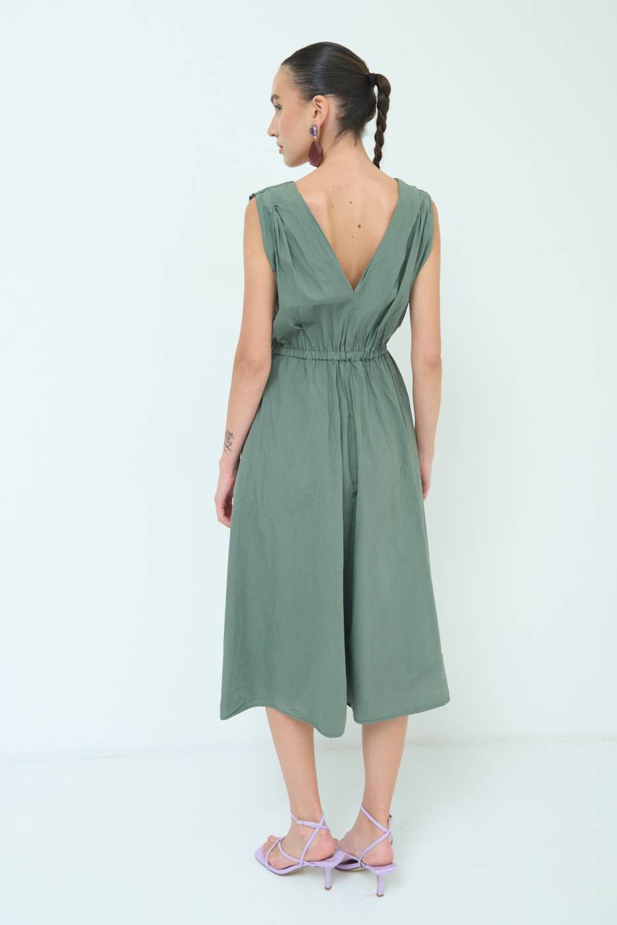 Kikisix ABITO MIDI CON ELASTICO VERDE MILITARE Black Friday Prezzi