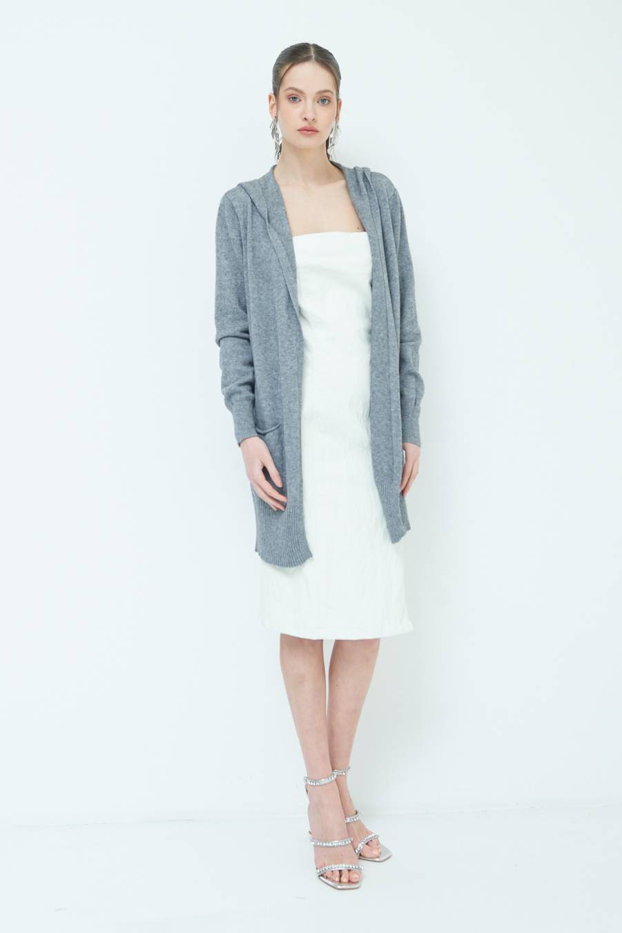 Kikisix CARDIGAN CON DUE TASCHE GRIGIO Prezzo Ridotto