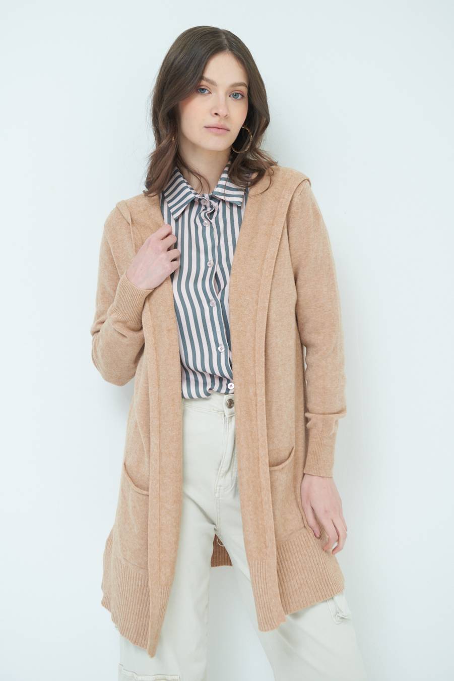 Kikisix CARDIGAN CON DUE TASCHE CAMMELLO Sottocosto
