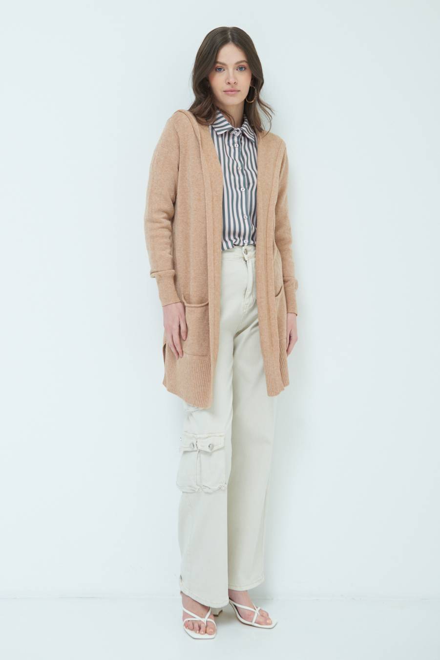 Kikisix CARDIGAN CON DUE TASCHE CAMMELLO Sottocosto
