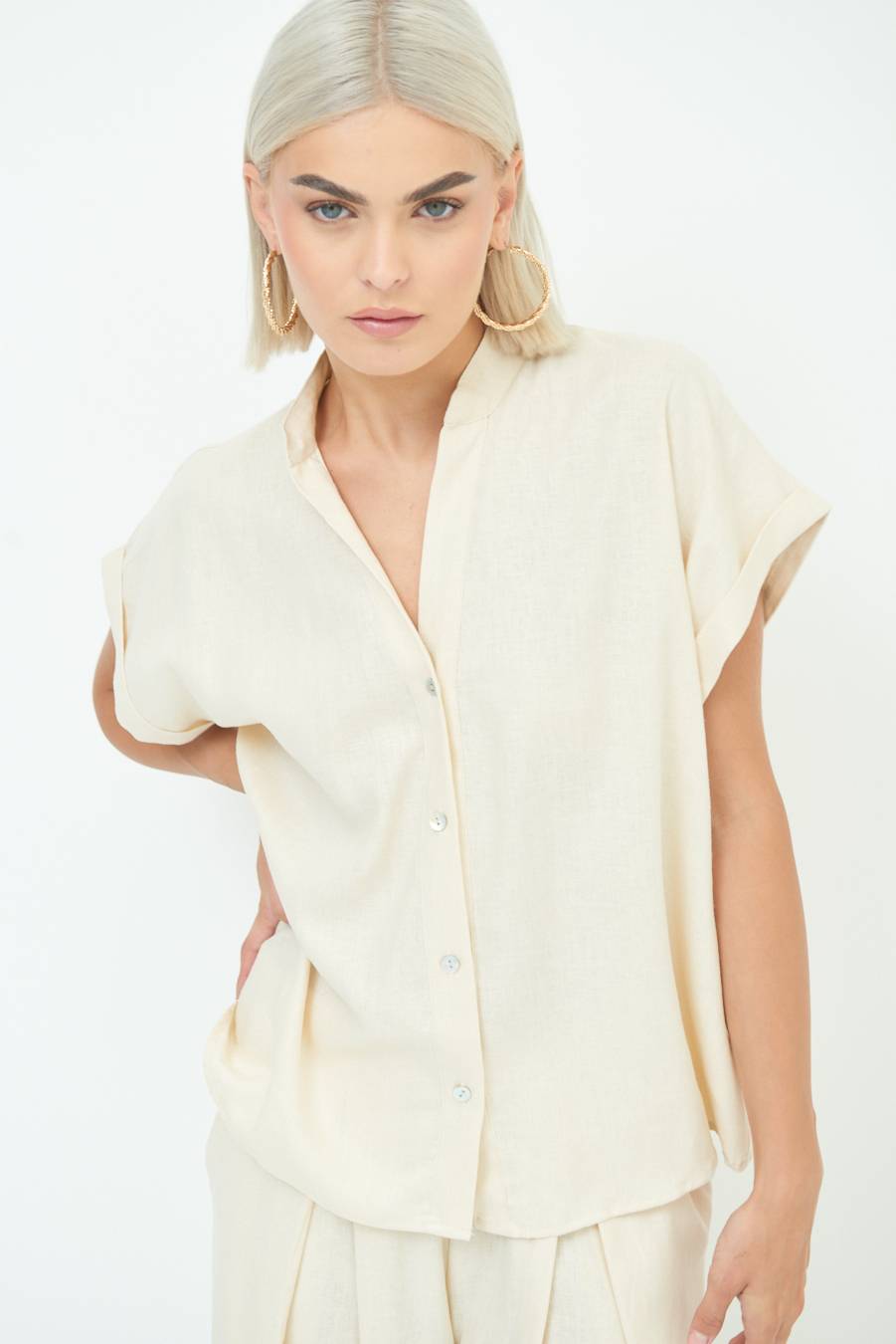 Kikisix CAMICIA MANICA ALETTA NATURALE Economico