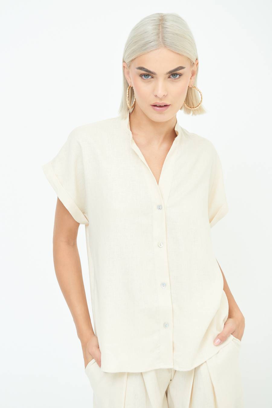 Kikisix CAMICIA MANICA ALETTA NATURALE Economico