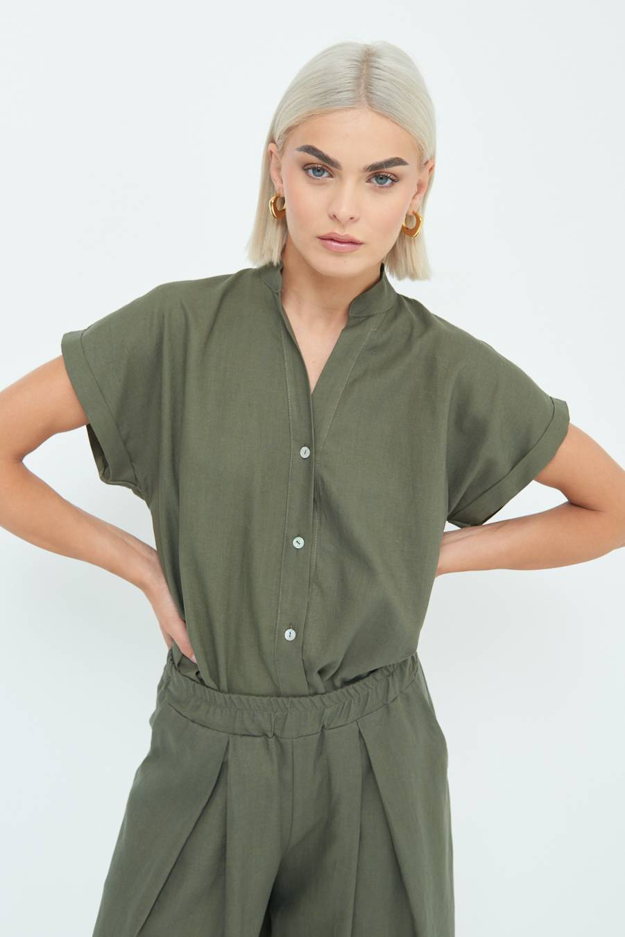 Kikisix CAMICIA MANICA ALETTA VERDE MILITARE Online