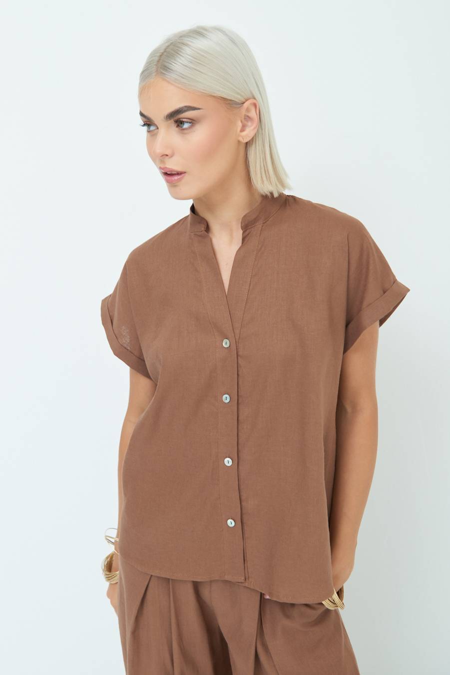 Kikisix CAMICIA MANICA ALETTA CIOCCOLATO Outlet