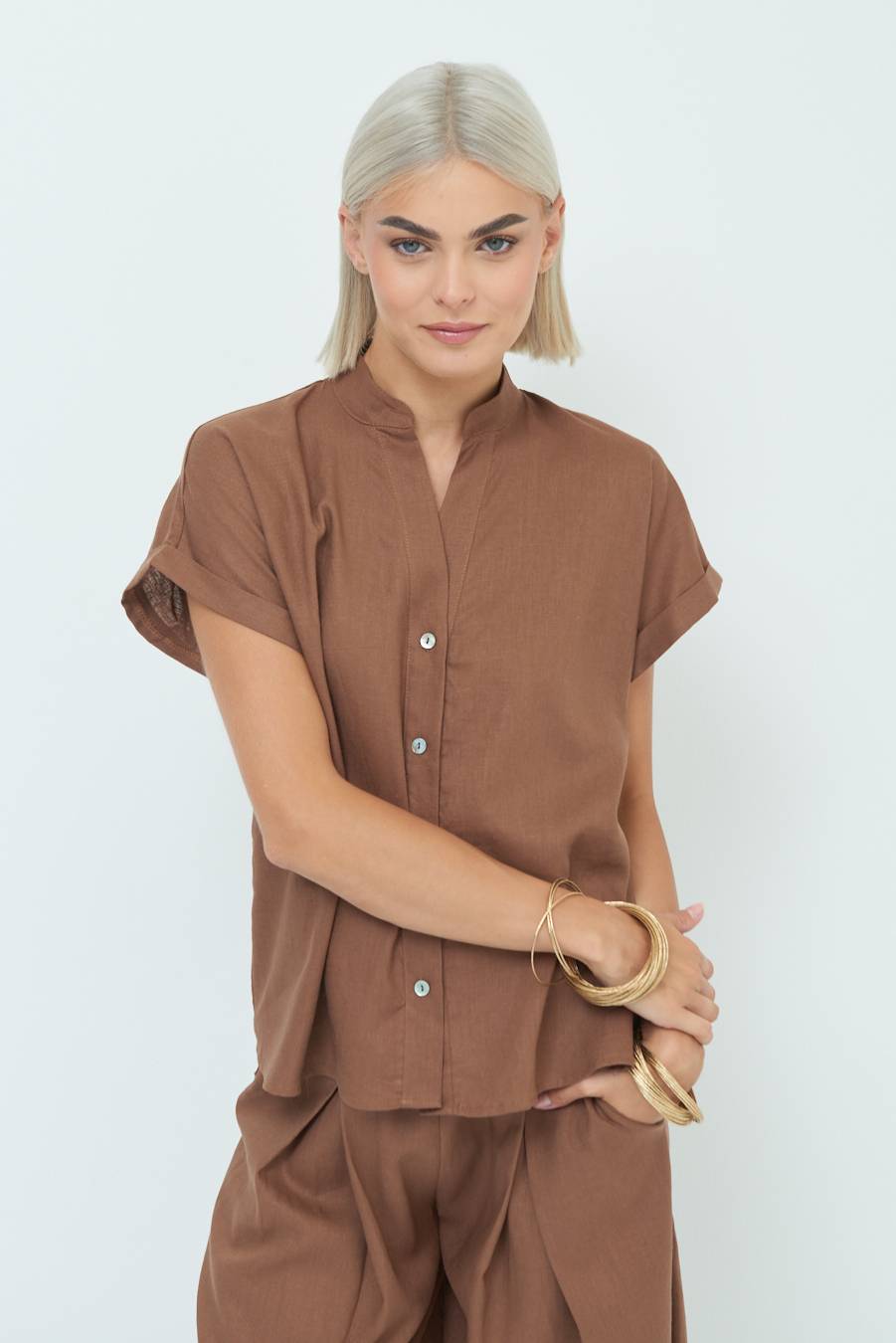 Kikisix CAMICIA MANICA ALETTA CIOCCOLATO Outlet