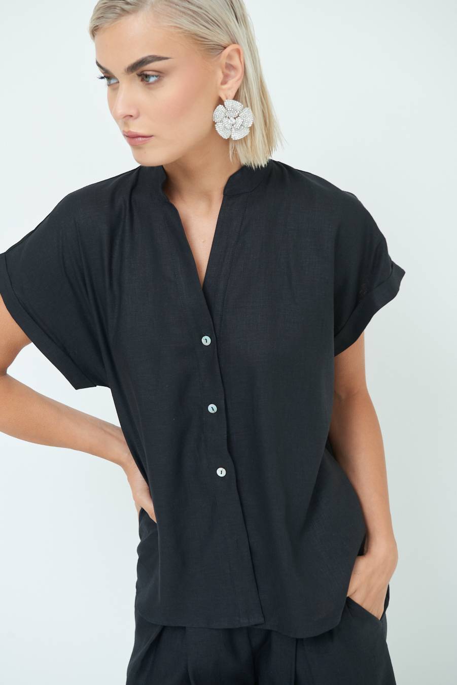 Kikisix CAMICIA MANICA ALETTA NERO In Vendita