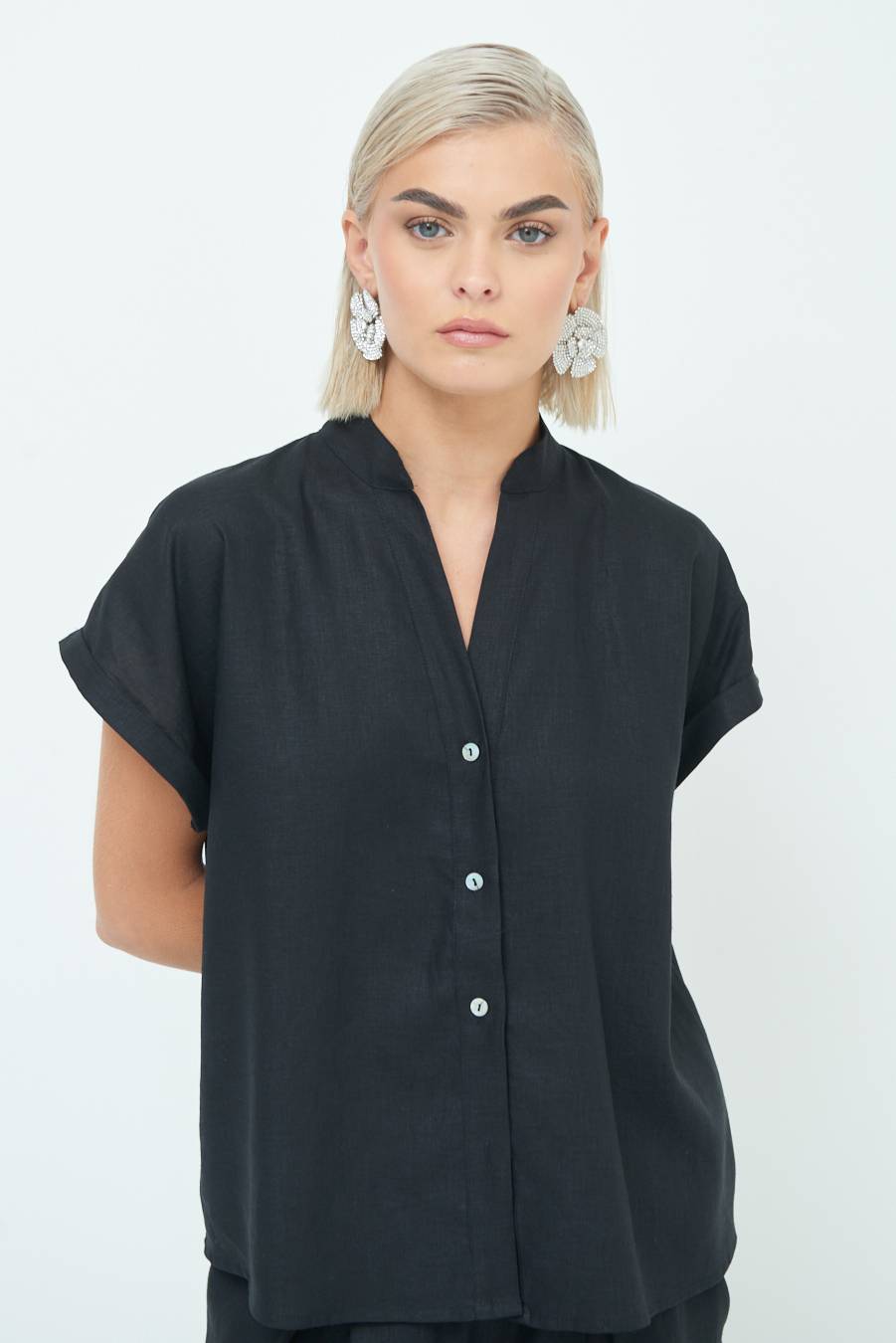 Kikisix CAMICIA MANICA ALETTA NERO In Vendita