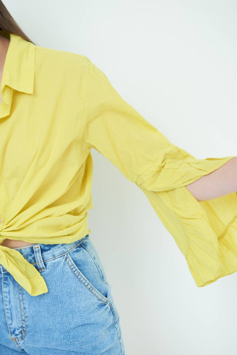 Kikisix CAMICIA MUSSOLA CON NODO LIMONE Vendita Calda