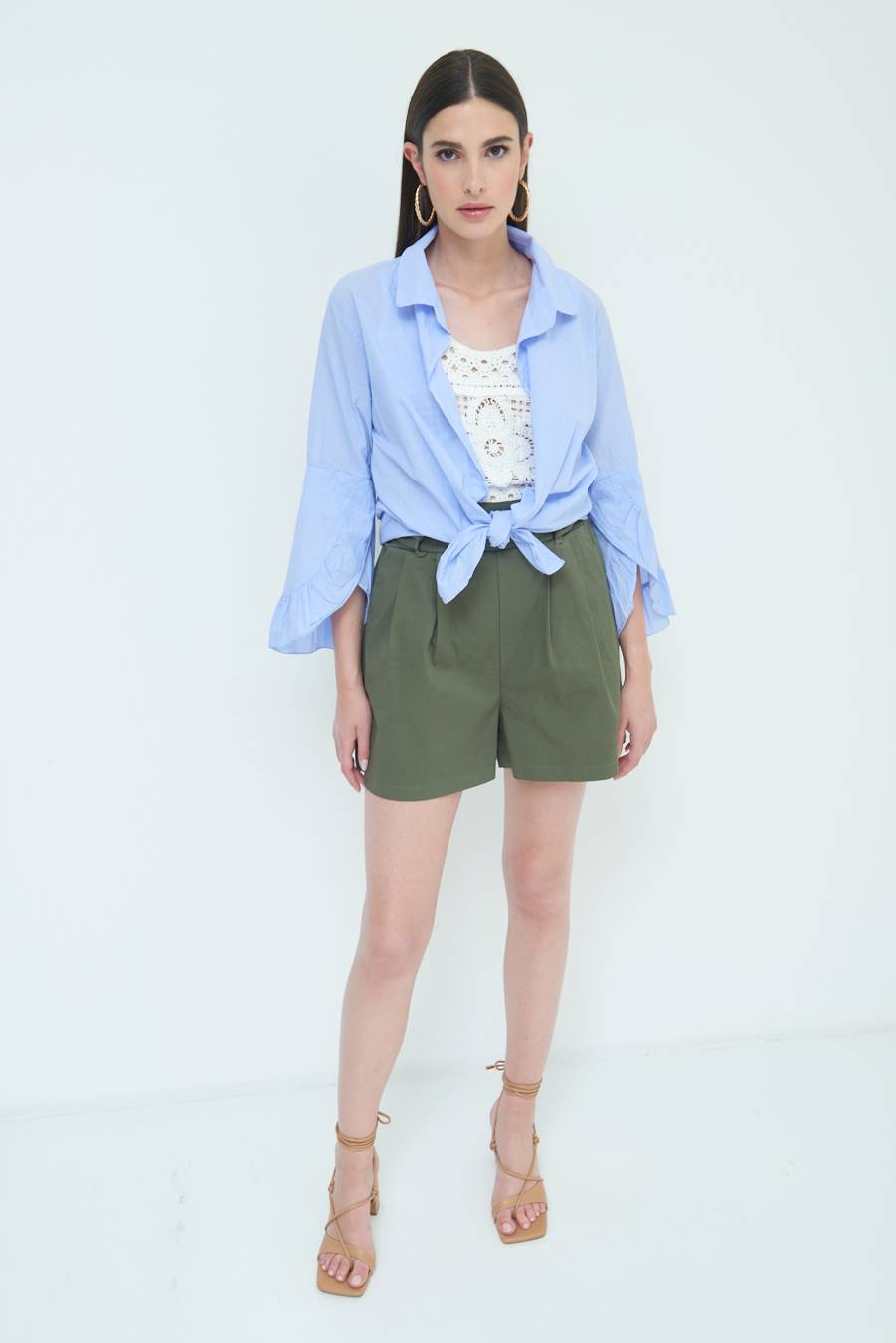 Kikisix CAMICIA MUSSOLA CON NODO AZZURRO I Più Venduti