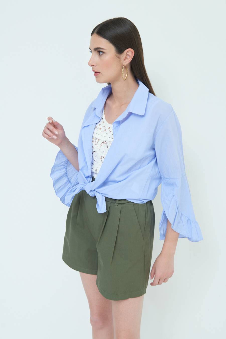 Kikisix CAMICIA MUSSOLA CON NODO AZZURRO I Più Venduti