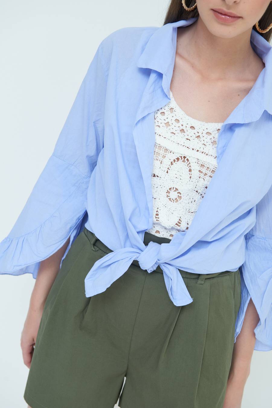 Kikisix CAMICIA MUSSOLA CON NODO AZZURRO I Più Venduti