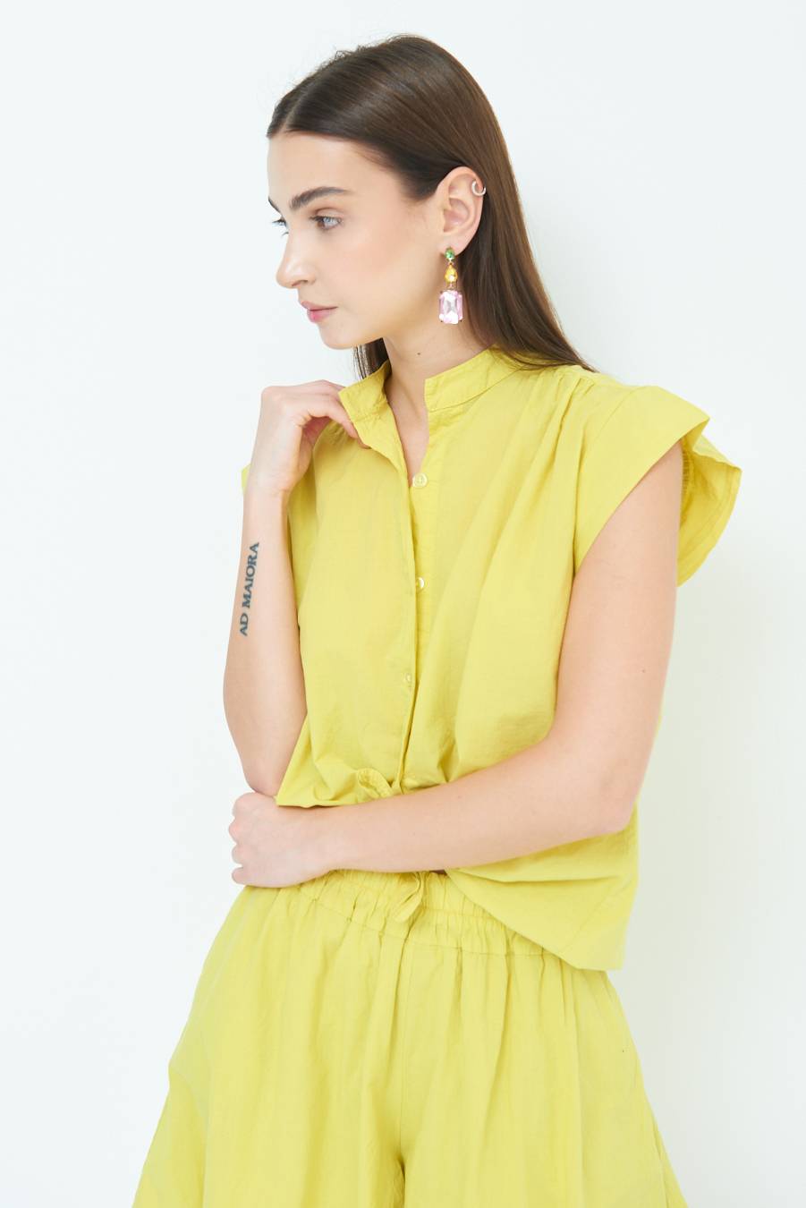 Kikisix CAMICIA SMANICATA CON NODO LIMONE Italia