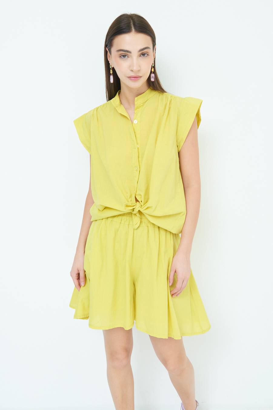 Kikisix CAMICIA SMANICATA CON NODO LIMONE Italia