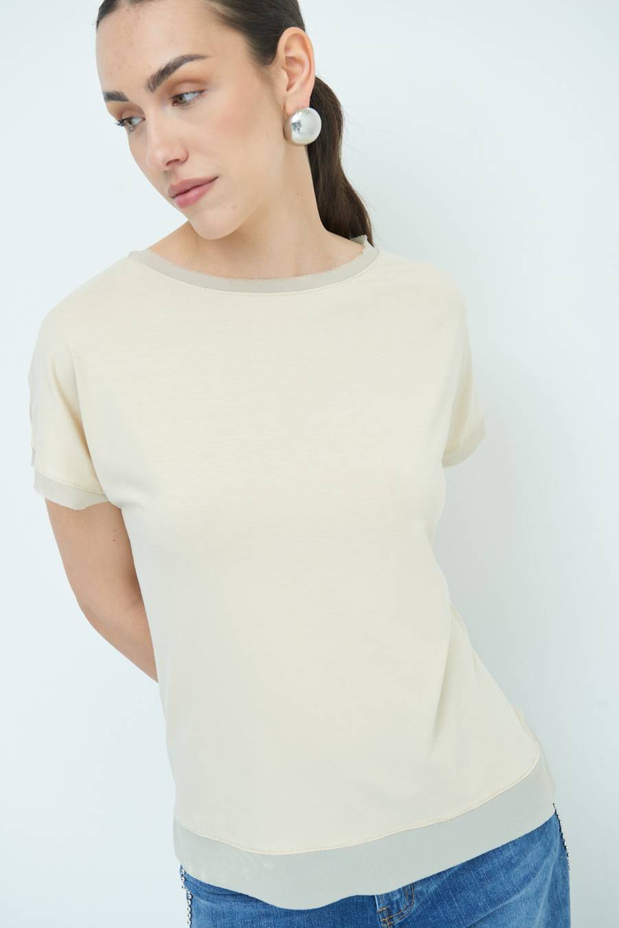 Kikisix MAGLIA PROFILO GEORGETTE BEIGE Promozione
