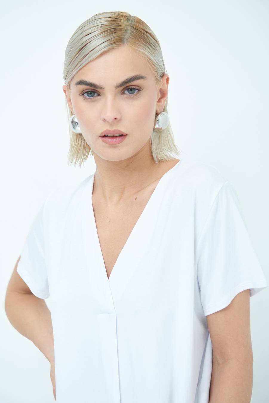 Kikisix MAGLIA VISCOSA MANICA CORTA BIANCO Qualità Garantita