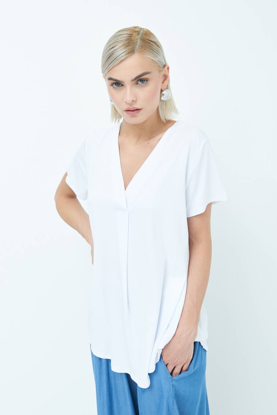 Kikisix MAGLIA VISCOSA MANICA CORTA BIANCO Qualità Garantita