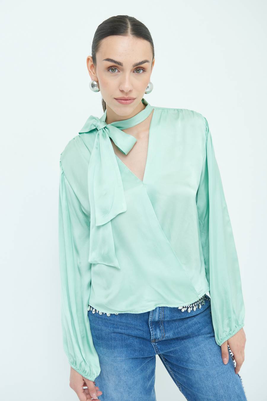 Kikisix CASACCA INCROCIO RASO VISCOSA VERDE Offerta
