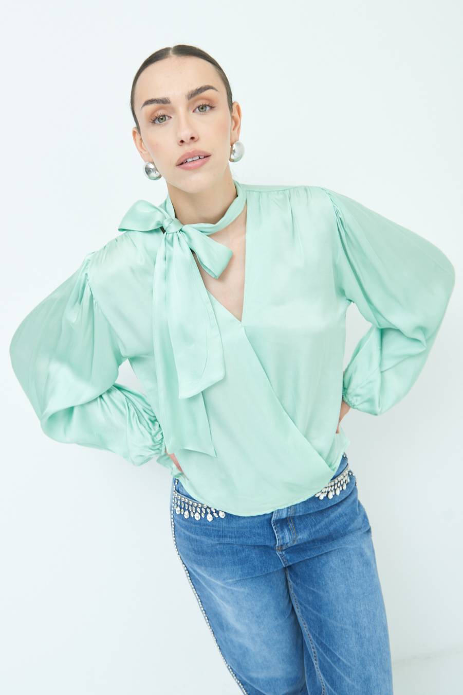 Kikisix CASACCA INCROCIO RASO VISCOSA VERDE Offerta