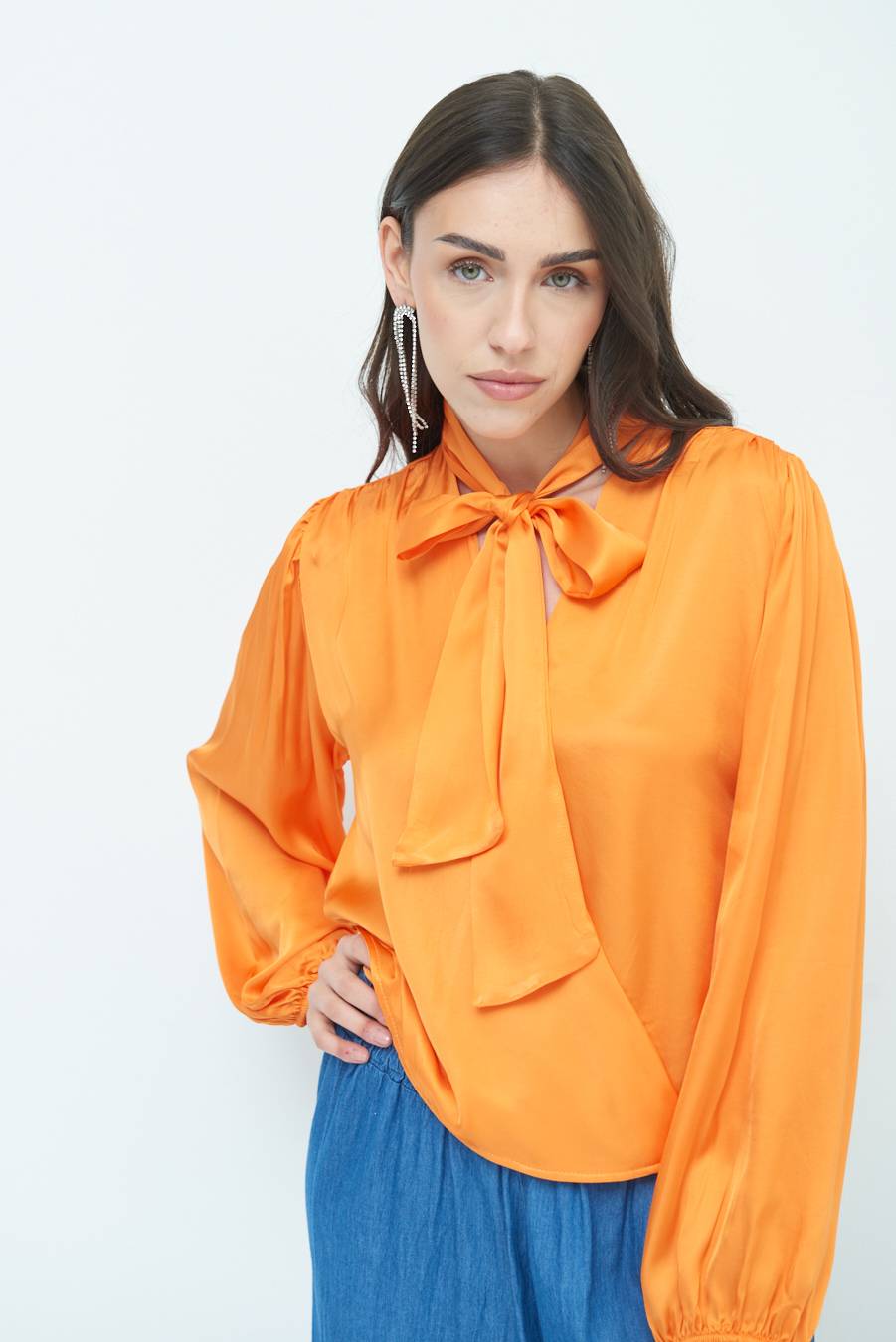 Kikisix CASACCA INCROCIO RASO VISCOSA MANDARINO Outlet