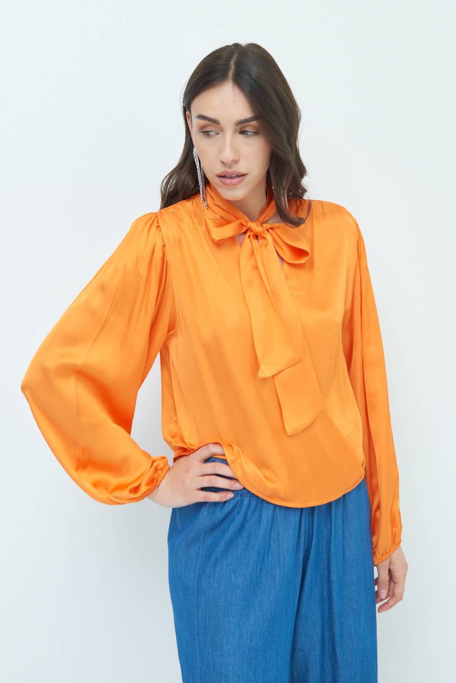 Kikisix CASACCA INCROCIO RASO VISCOSA MANDARINO Outlet