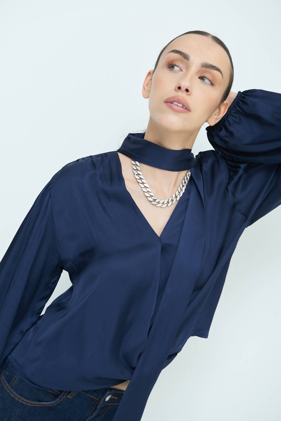 Kikisix CASACCA INCROCIO RASO VISCOSA BLU Saldi