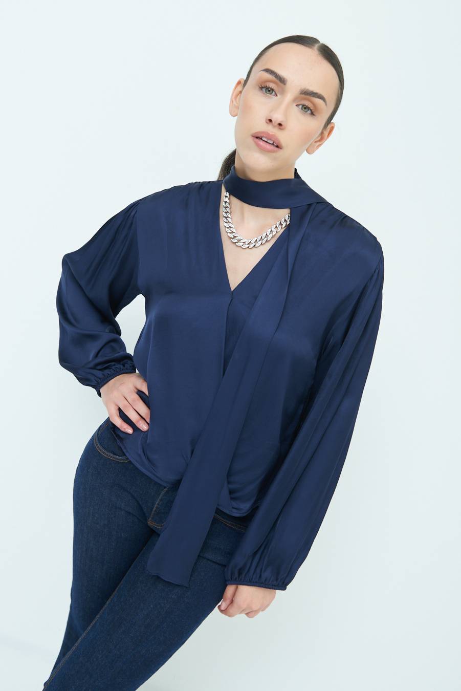 Kikisix CASACCA INCROCIO RASO VISCOSA BLU Saldi