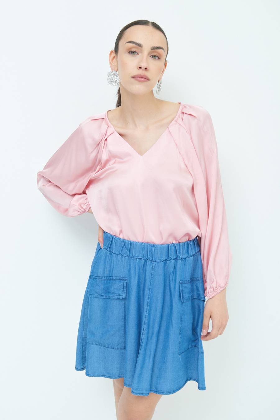 Kikisix CASACCA SCOLLO V RASO VISCOSA ROSA Hotsell