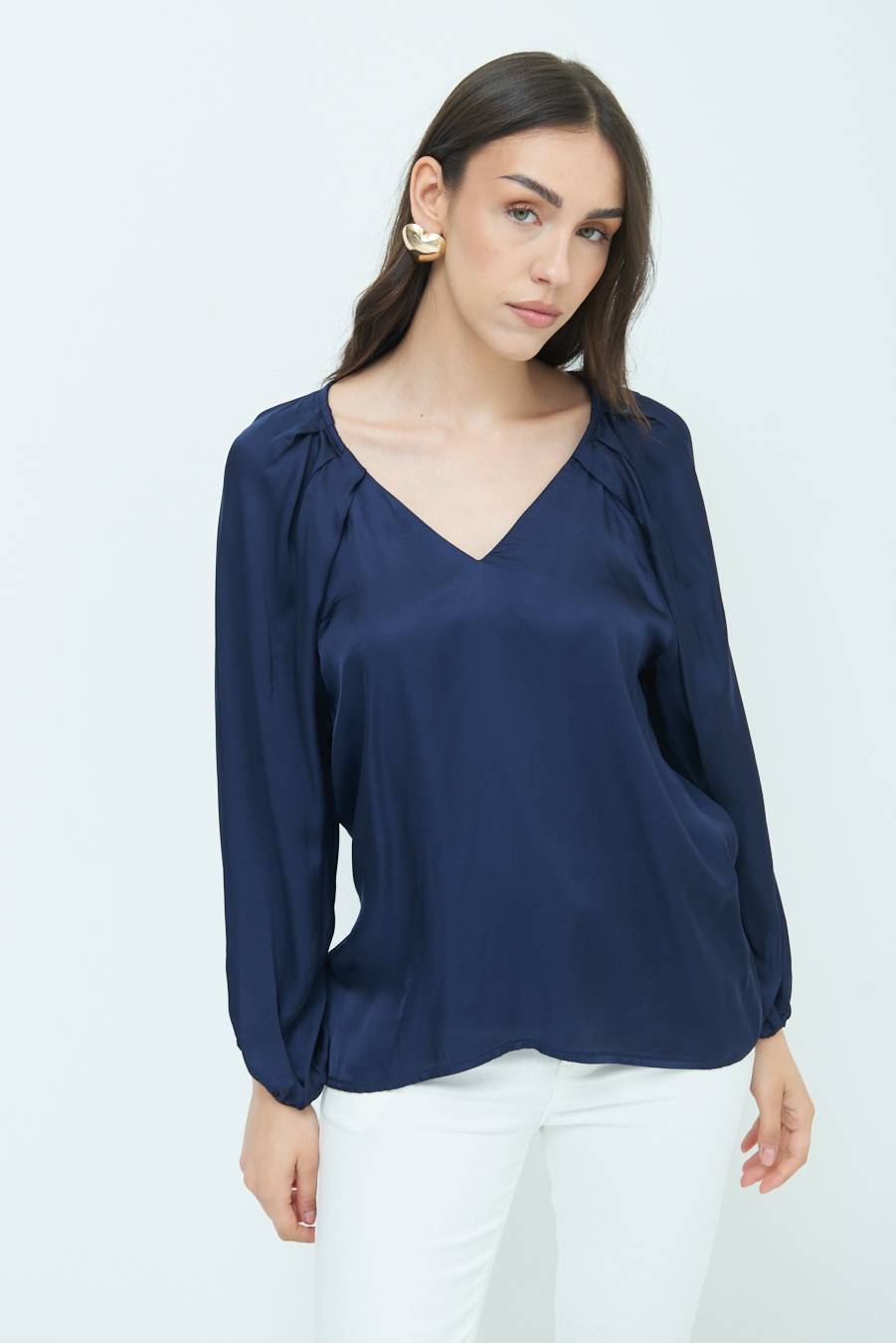Kikisix CASACCA SCOLLO V RASO VISCOSA BLU I Più Venduti