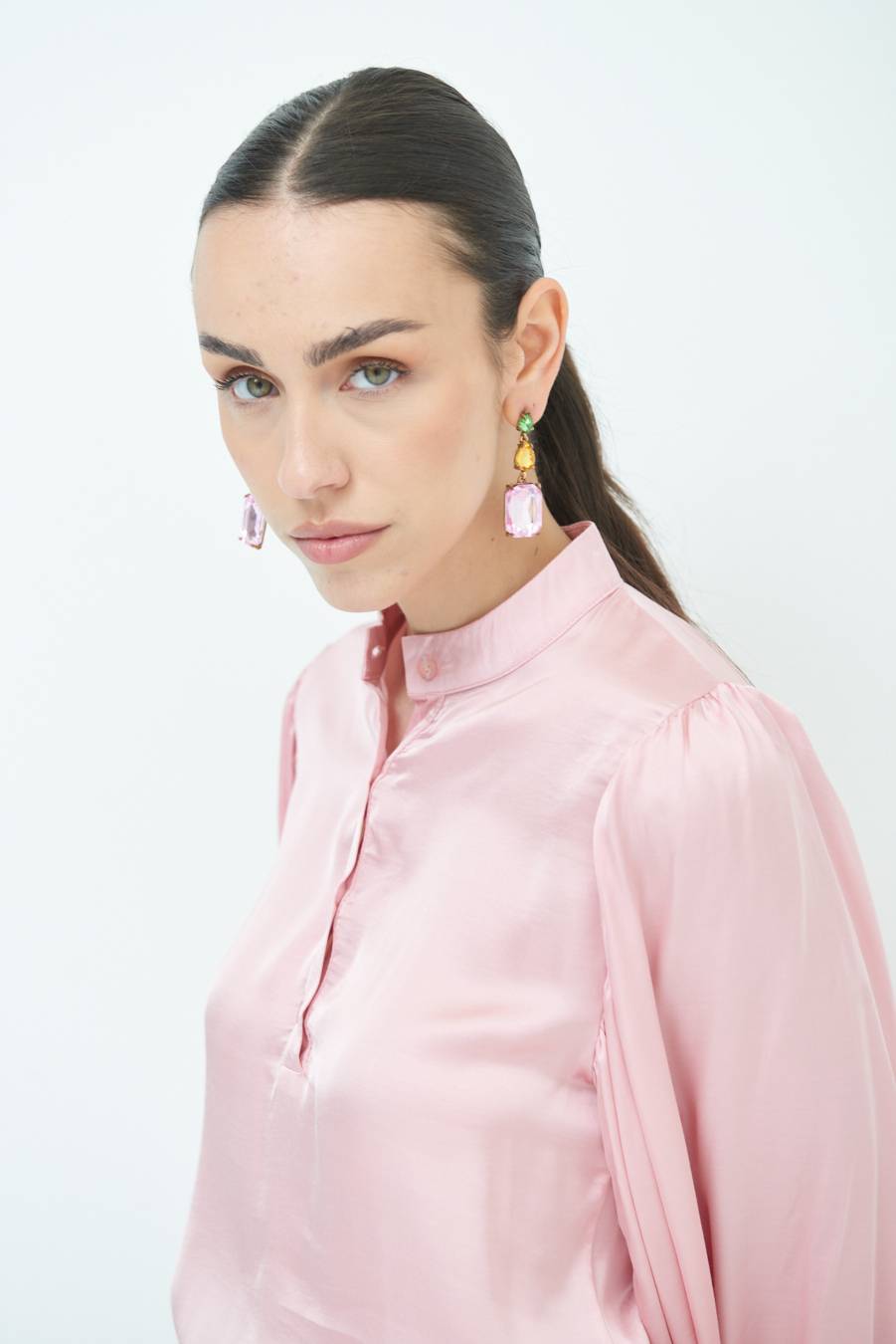 Kikisix CAMICIA POLO RASO VISCOSA ROSA Negozio