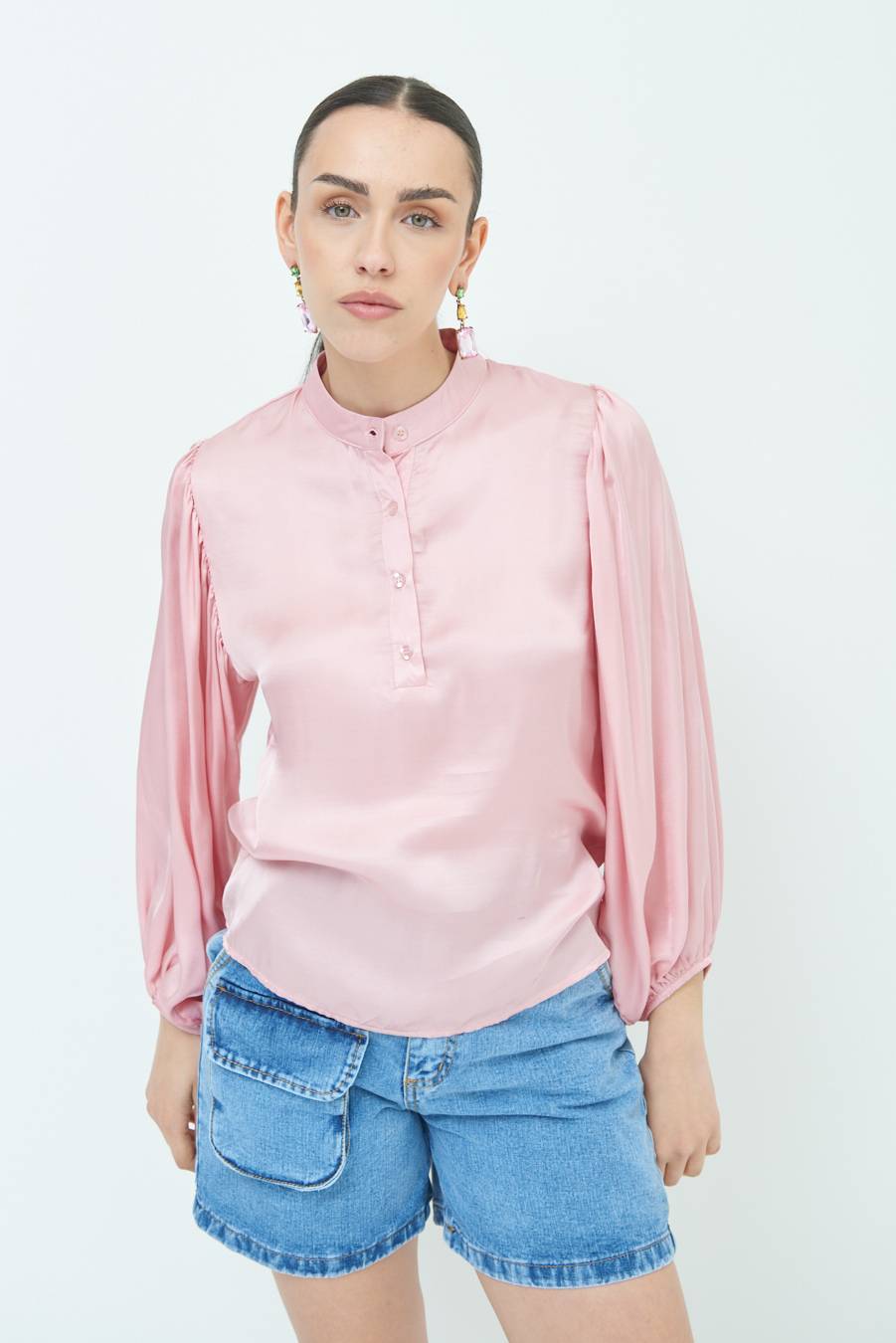 Kikisix CAMICIA POLO RASO VISCOSA ROSA Negozio