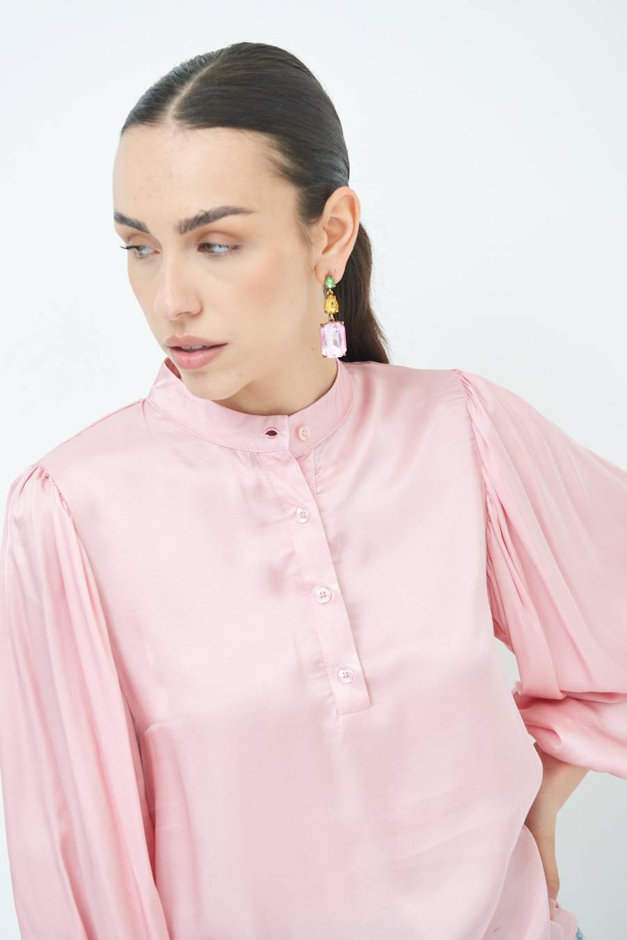 Kikisix CAMICIA POLO RASO VISCOSA ROSA Negozio