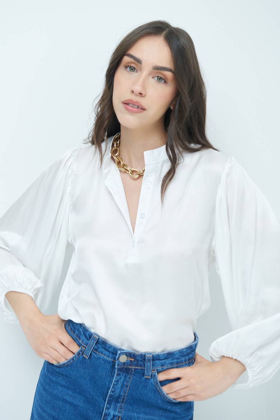 Kikisix CAMICIA POLO RASO VISCOSA BURRO Moda