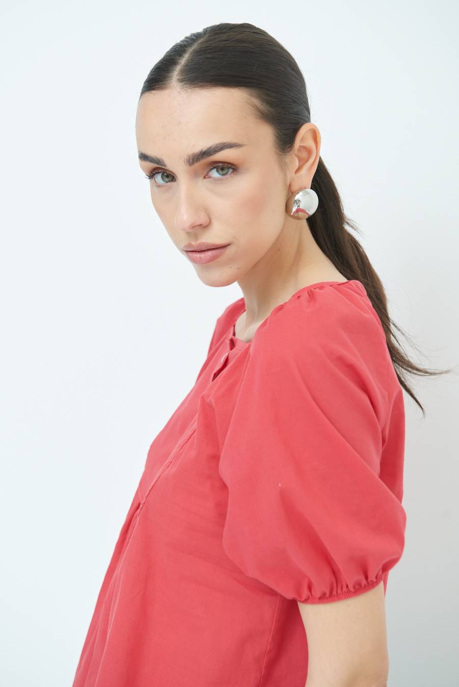 Kikisix CAMICIA CON BOTTONCINI DAV. COTONE ROSSO Online Outlet