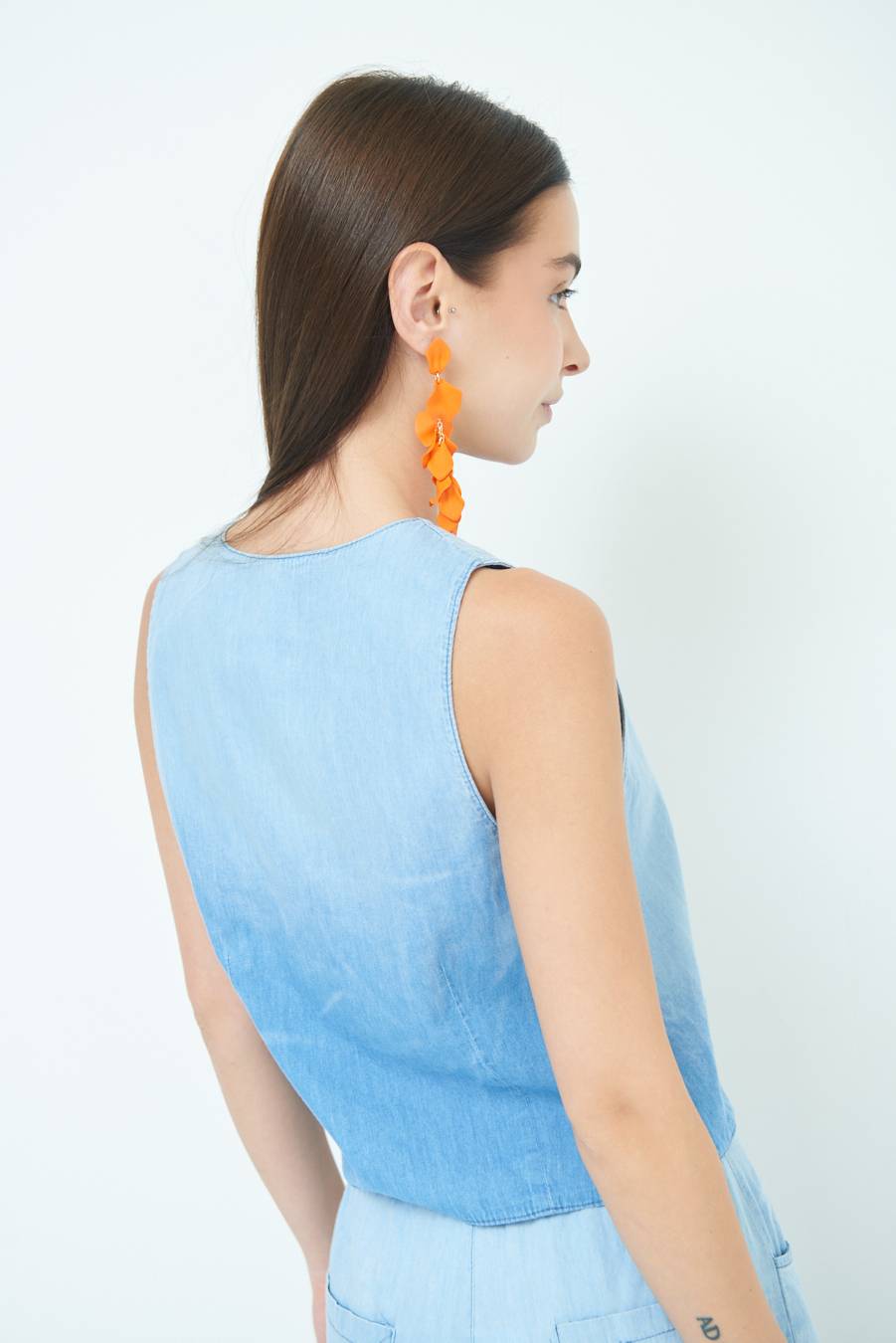 Kikisix GILET CHAMBRAY DEGRADE BLU CHIARO Lightning offer