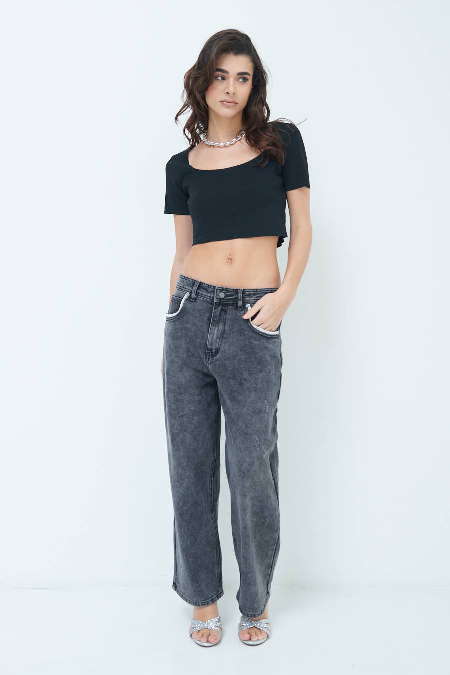 Kikisix JEANS NERO ACCESSORIO TASCA JEANS Offerta speciale della fabbrica
