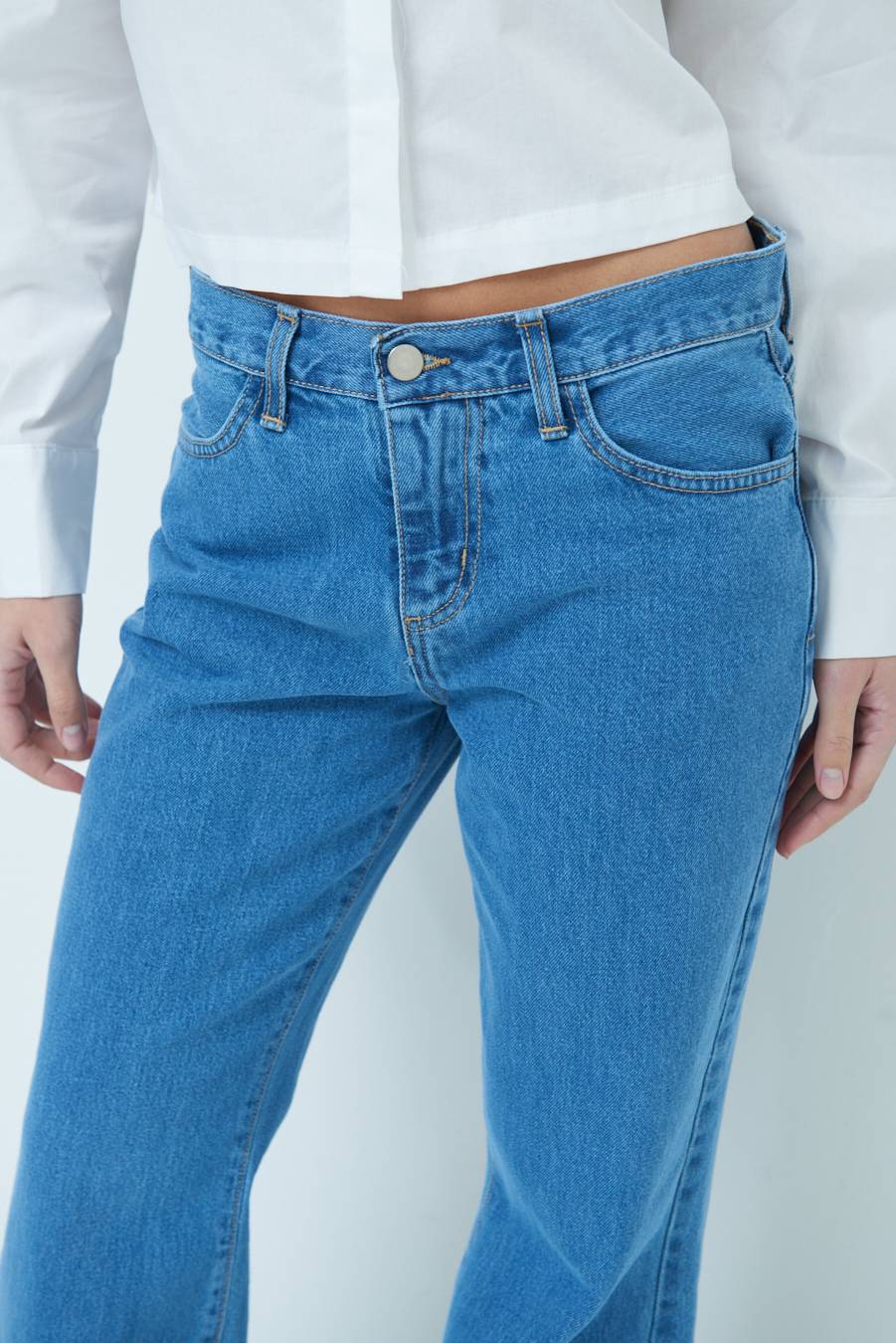 Kikisix PANTALONE ZAMPA CON RIBALTA DOPPIO STONE JEANS Saldi