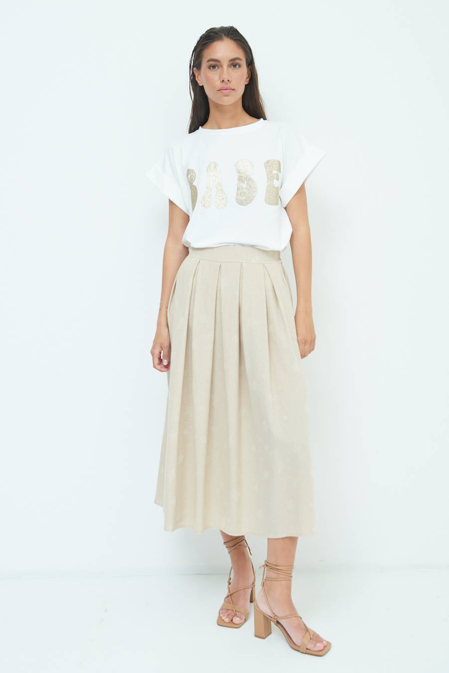 Kikisix GONNA CON STELLE E FULMINI BEIGE Vendita Economica