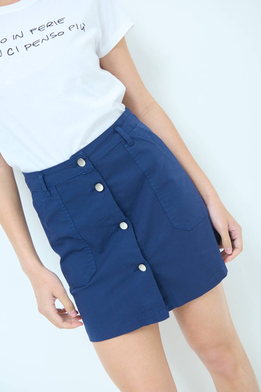 Kikisix MINIGONNA BOTTONI DV. BLU Vendite Flash