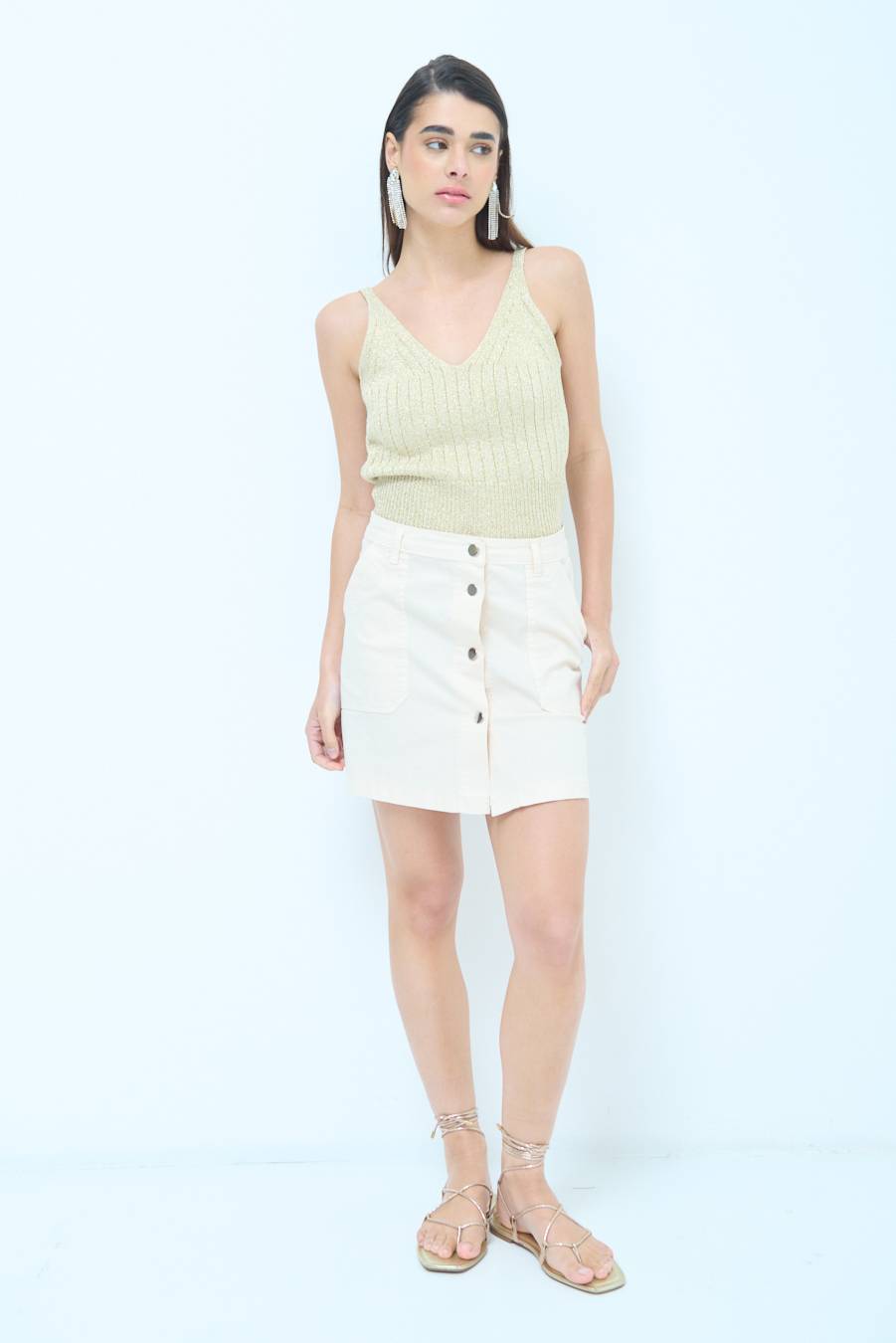 Kikisix MINIGONNA BOTTONI DV. BEIGE In Saldo