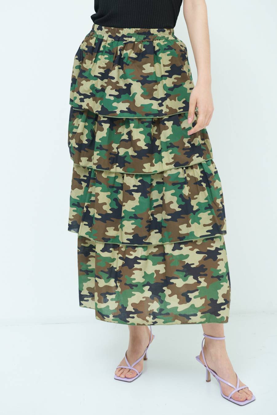 Kikisix GONNA BALZE CAMOUFLAGE VERDE MILITARE 2025
