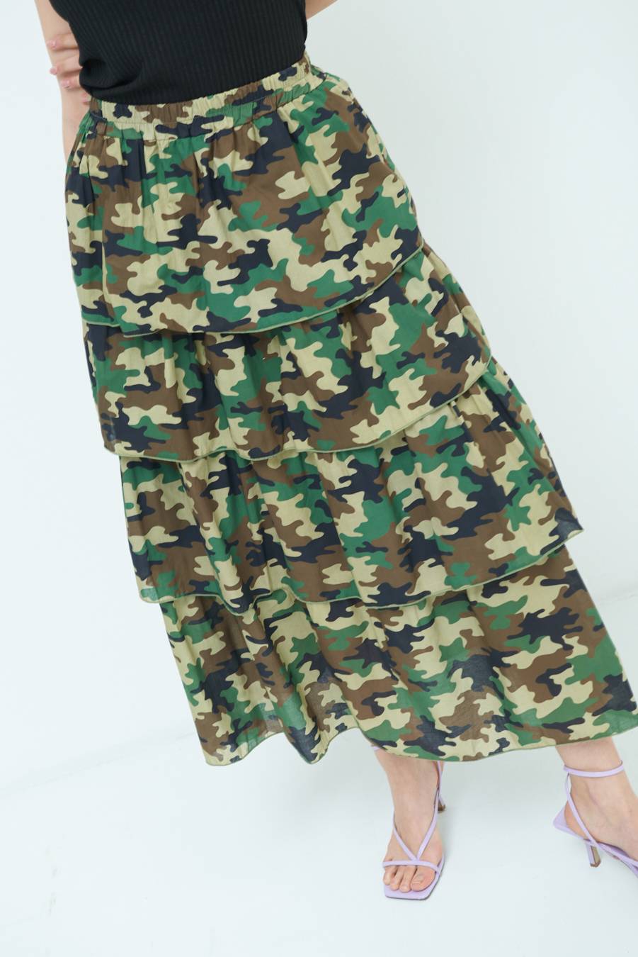 Kikisix GONNA BALZE CAMOUFLAGE VERDE MILITARE 2025