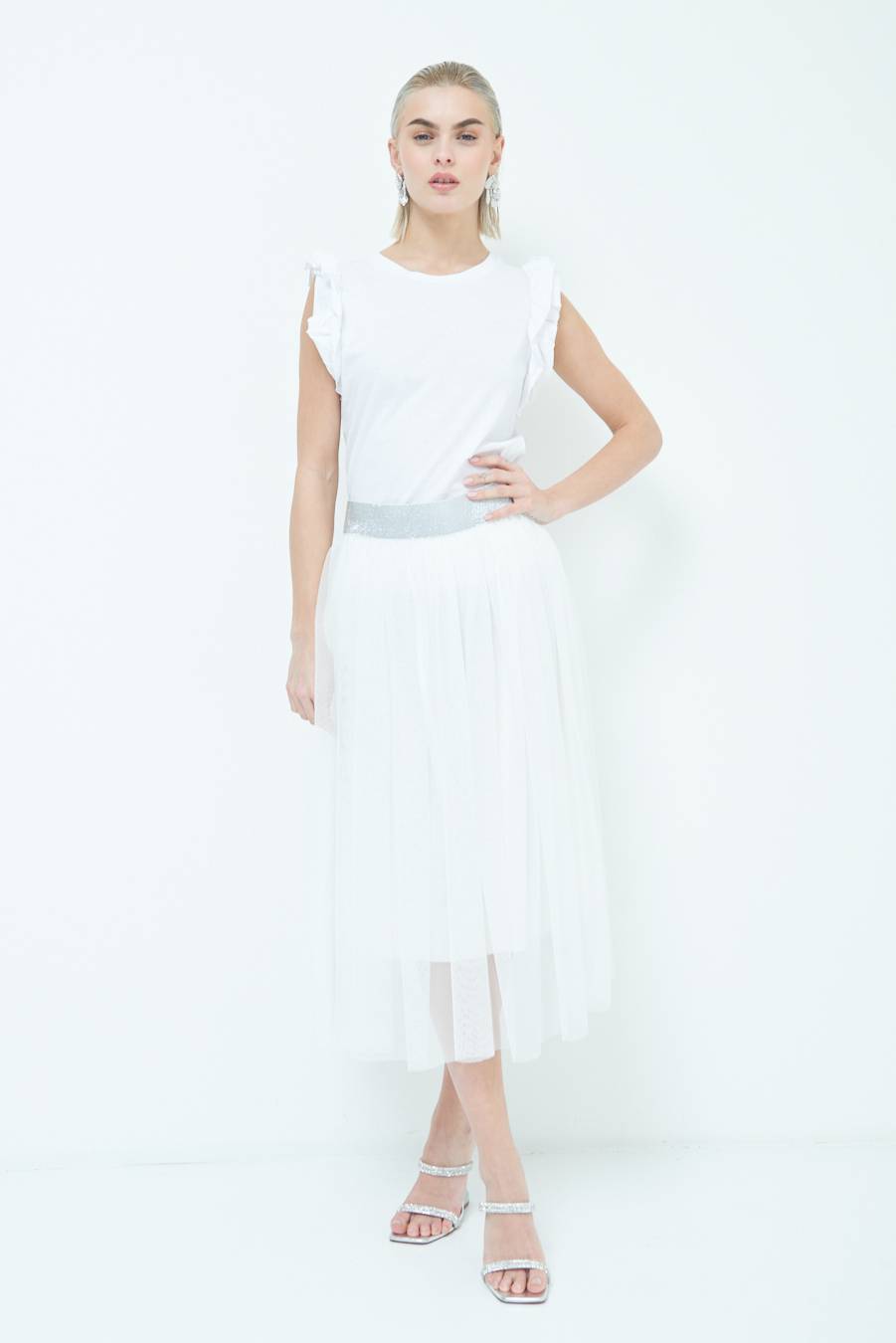 Kikisix GONNA TULLE BIANCO Soddisfazione Garantita