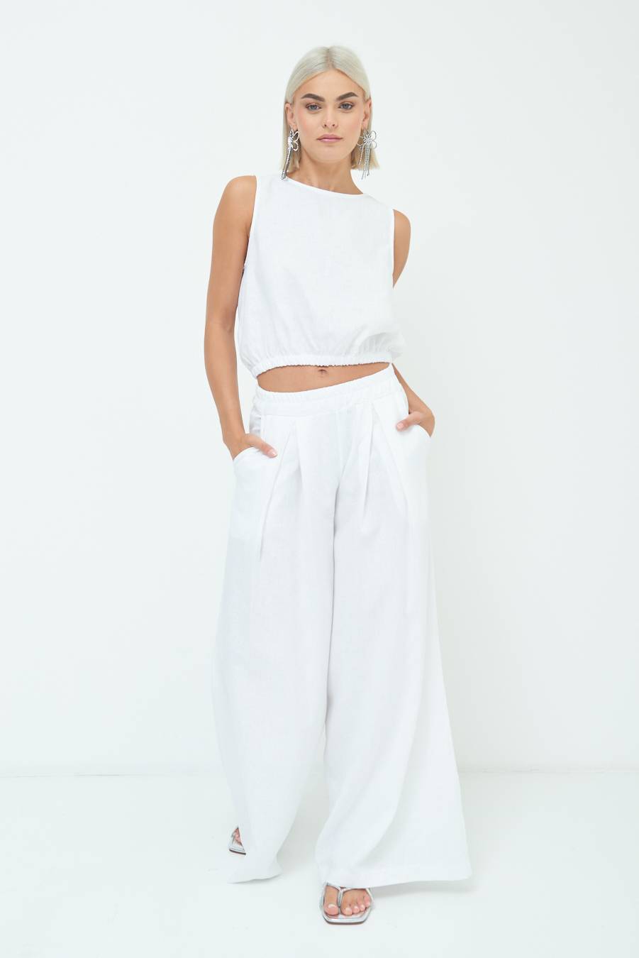 Kikisix PANTA PALAZZO CON PINCE PANNA Offerta