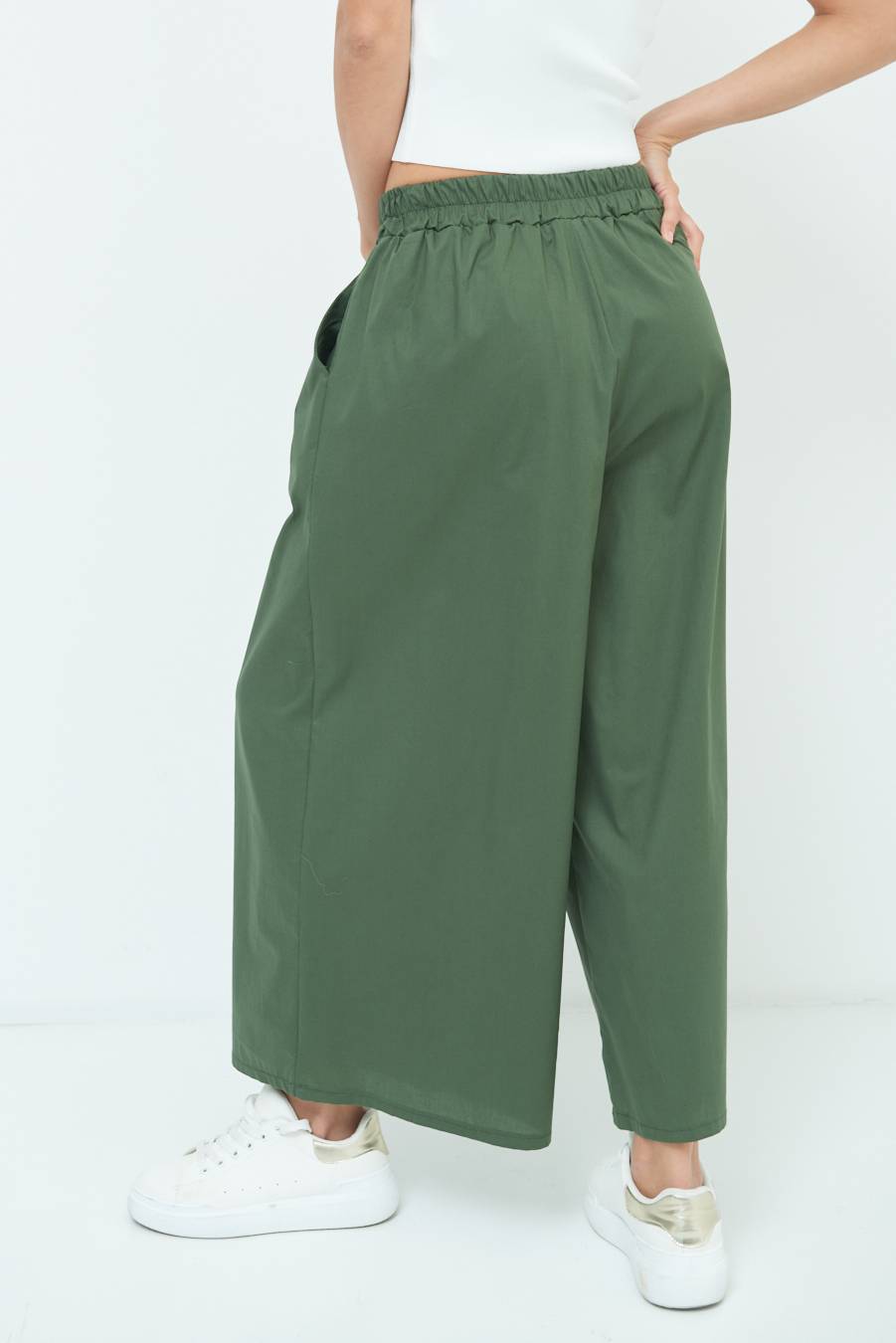 Kikisix PANTALONE CROP ELASTICO UNITO VERDE MILITARE Saldi