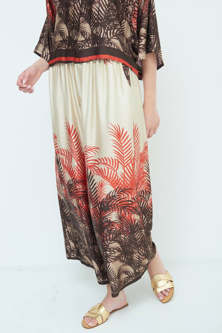 Kikisix PANTALONE PALAZZO FANTASIA BALZA MORO/ARANCIO Vendita Economica
