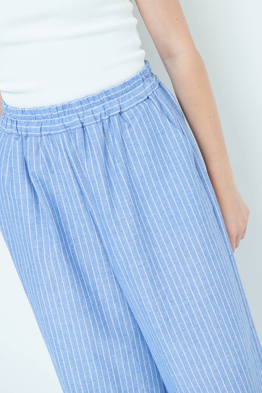 Kikisix PANTALONE CROP ELASTICO RIGHE BLU Vendite Flash