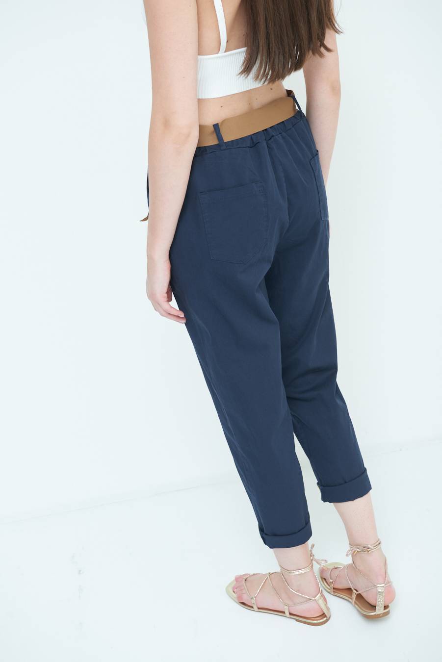 Kikisix PANTALONE DRITTO CON RISVOLTO BLU In Saldo