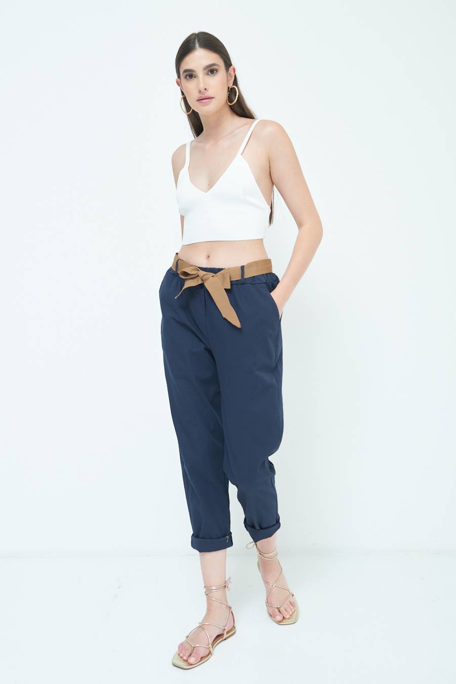 Kikisix PANTALONE DRITTO CON RISVOLTO BLU In Saldo